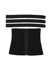 Black Neoprene Waist Trainer With Triple Detachable Square-Buckle-Pulley Belts MHW100138B