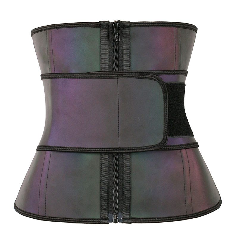 Laser discoloration Double Belt Latex With Zipper MHW1698C