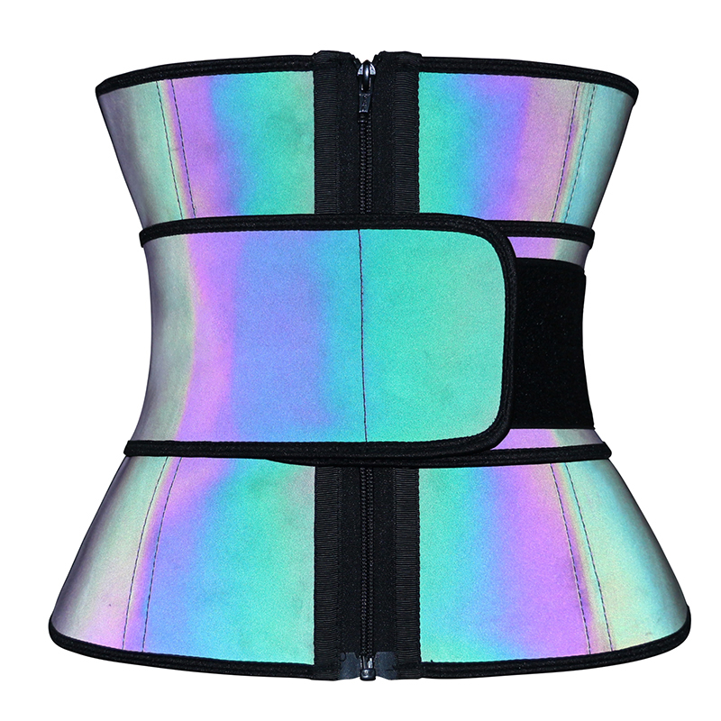 Laser discoloration Double Belt Latex With Zipper MHW1698C