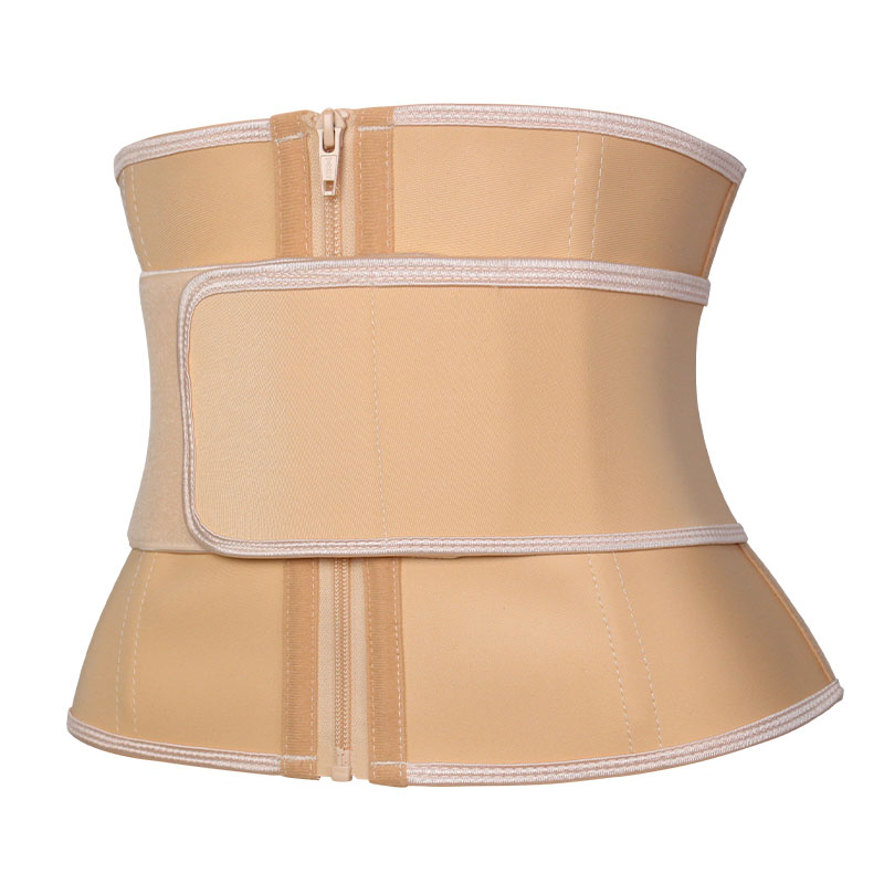 9 inch Nude Latex Single Belt Waist Trainer with zipper MHW100164N