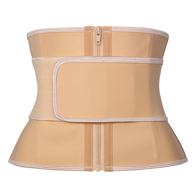 9 inch Nude Latex Single Belt Waist Trainer with zipper MHW100164N