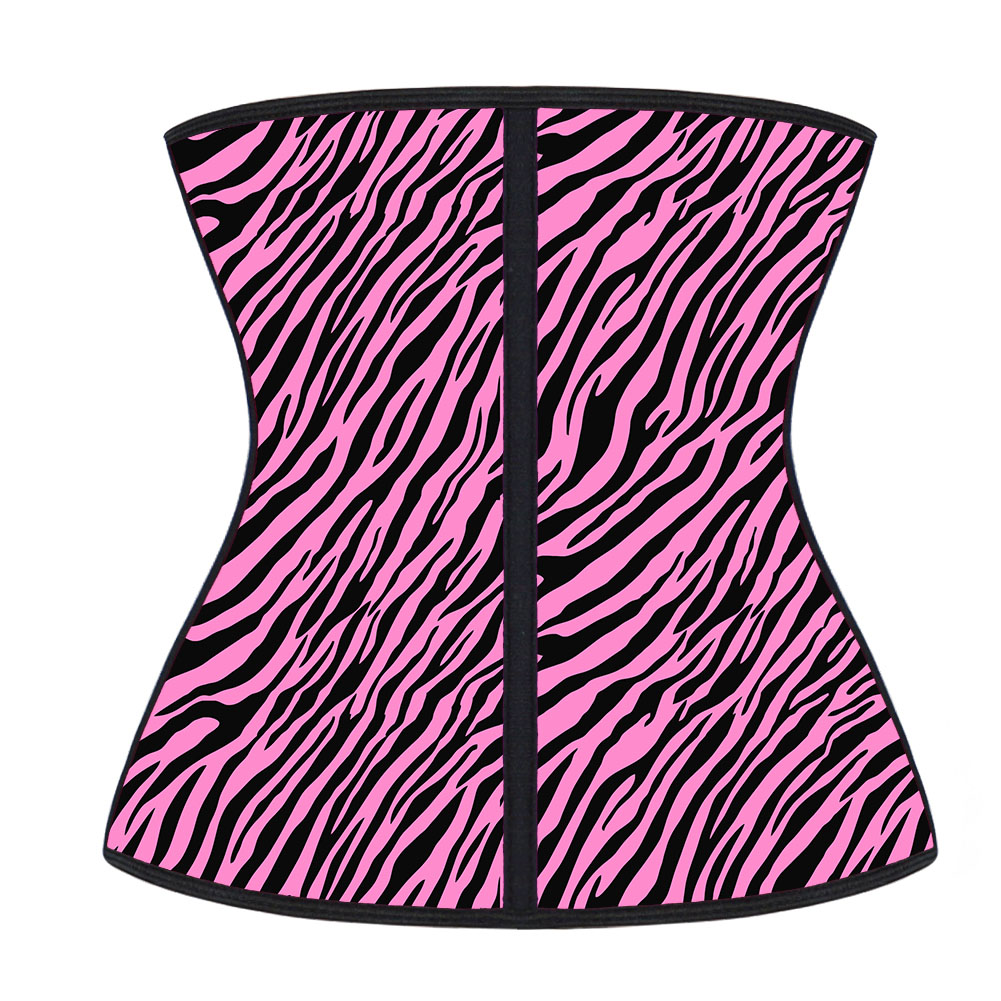 Latex Pink Zebra Print Waist Trainer MH1066PZ