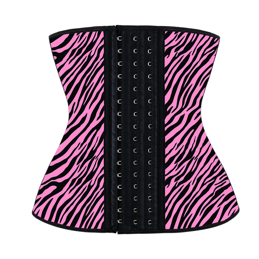 Latex Pink Zebra Print Waist Trainer MH1066PZ