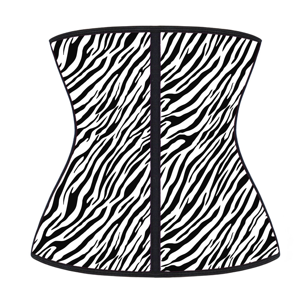 Latex White Zebra Print Waist Trainer MH1066WZ
