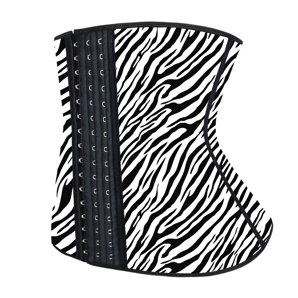 Latex White Zebra Print Waist Trainer MH1066WZ