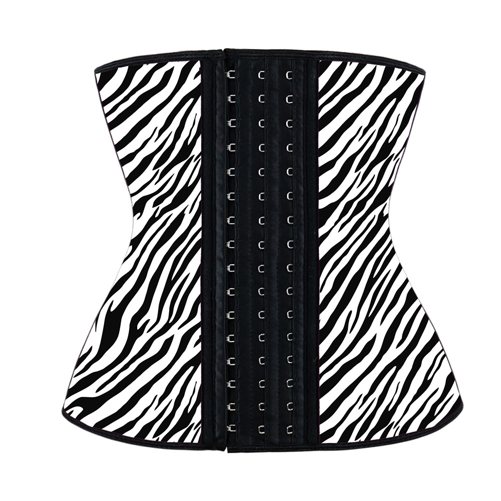 Latex White Zebra Print Waist Trainer MH1066WZ