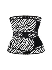 Latex Double Belt White Zebra Print Waist Trainer MH1949WZ