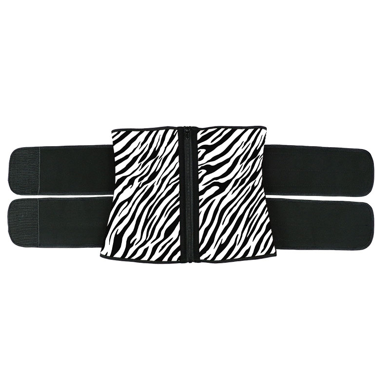Latex Double Belt White Zebra Print Waist Trainer MH1949WZ