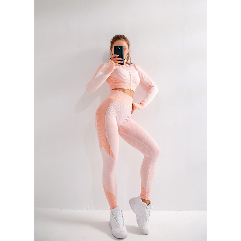 Long Sleeve Zipper Yoga Three-Piece Workout Fitness Sets MH133558O