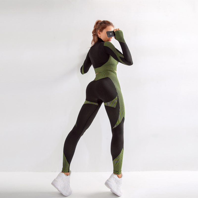 Long Sleeve Zipper Yoga Three-Piece Workout Fitness Sets MH133558B