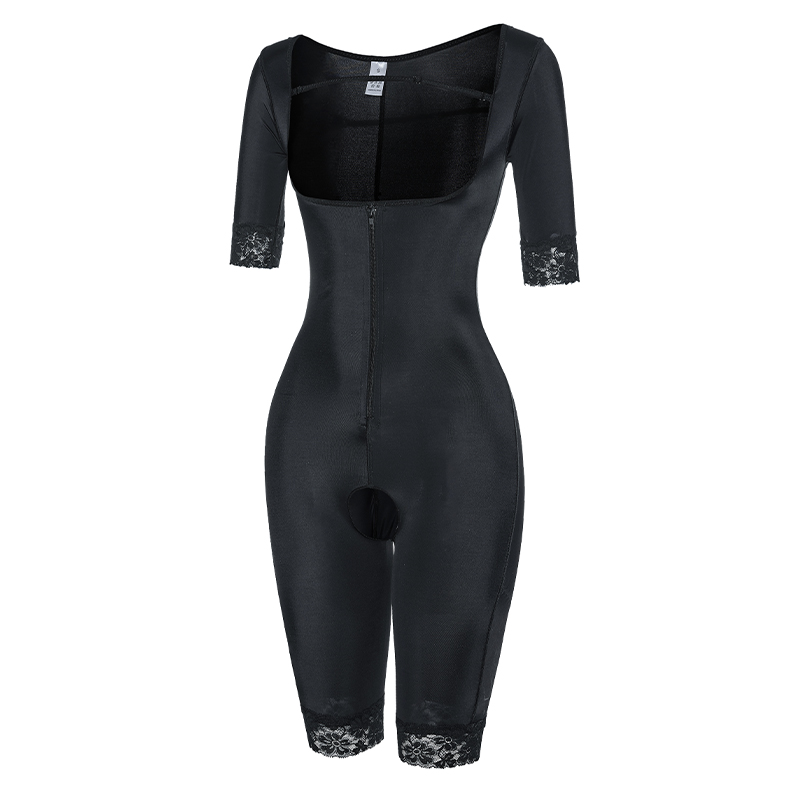 Tight-fitting zipper body sculpting sleeves lace large size body shaperMT000009B