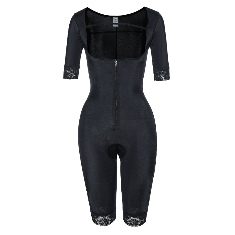 Tight-fitting zipper body sculpting sleeves lace large size body shaperMT000009B