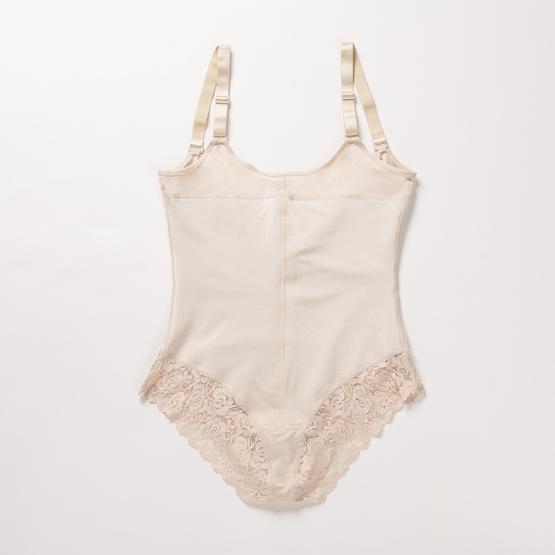 Latex Material Nude Triangle Lace Middle Zip Body Shaper MT000010N