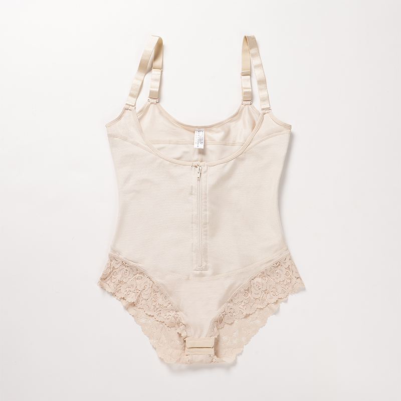 Latex Material Nude Triangle Lace Middle Zip Body Shaper MT000010N