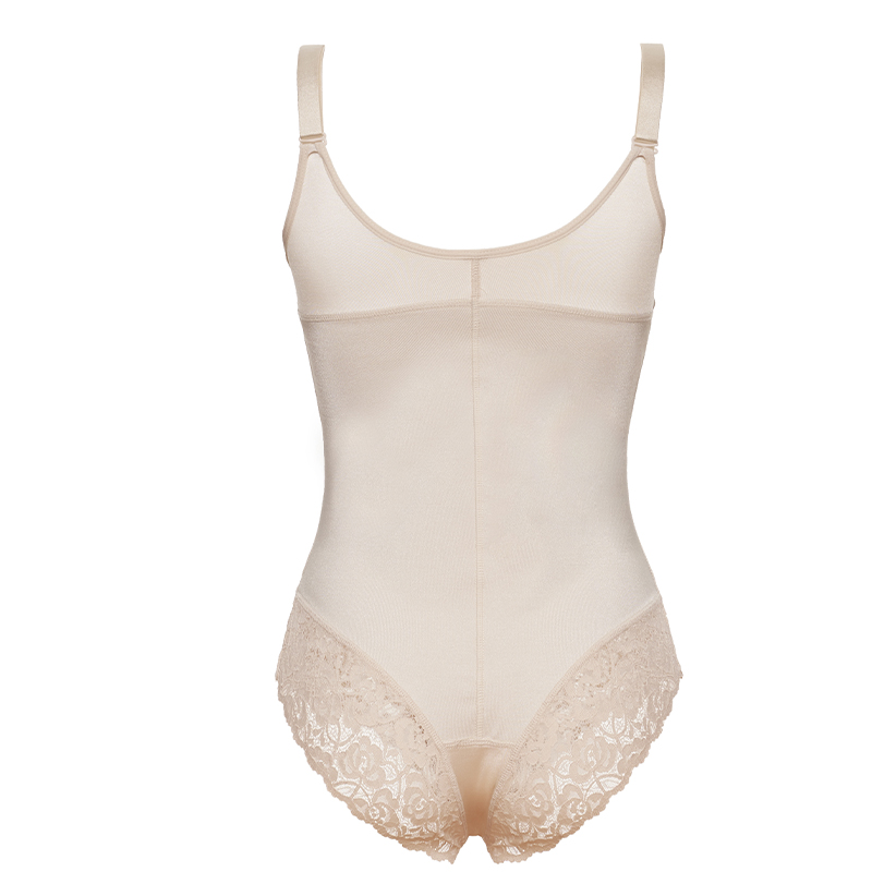Latex Material Nude Triangle Lace Middle Zip Body Shaper MT000010N