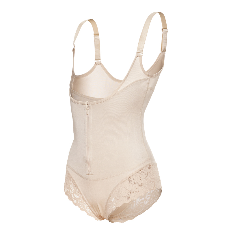 Latex Material Nude Triangle Lace Middle Zip Body Shaper MT000010N
