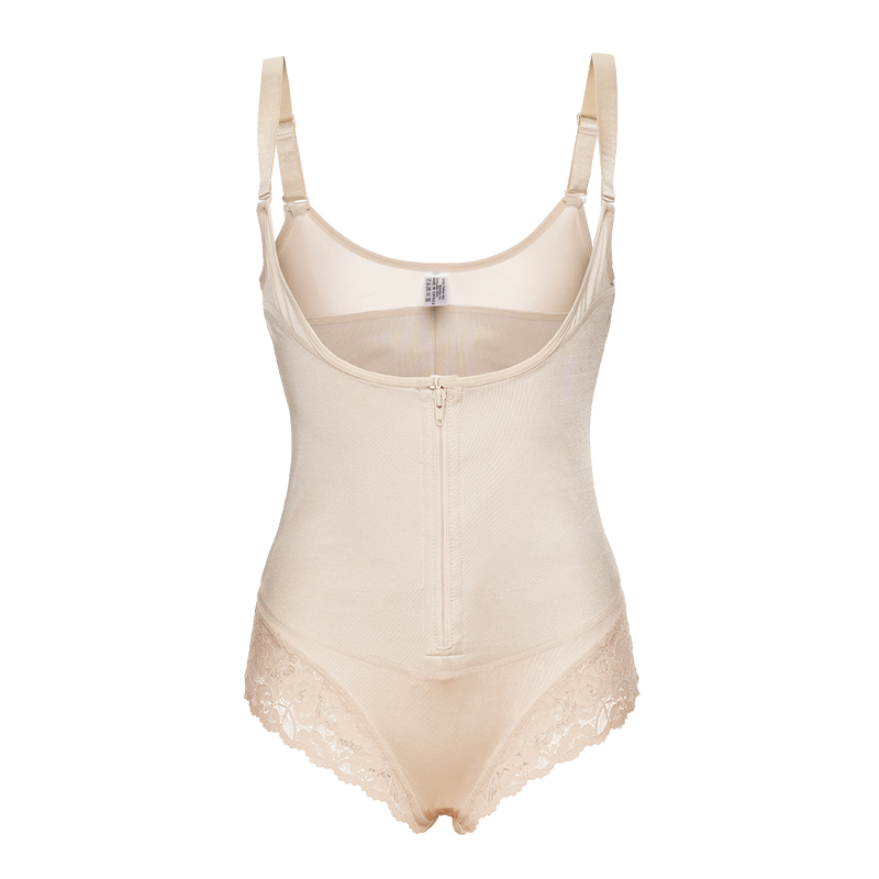 Latex Material Nude Triangle Lace Middle Zip Body Shaper MT000010N
