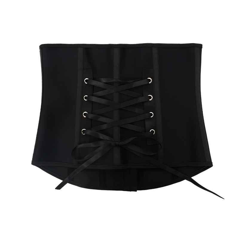 long front and short back 11.5inch 9 steel bone latex lace-up waist trainer hooks MHW100384B  
