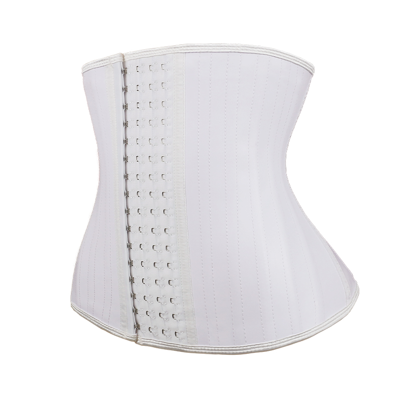 Smooth skin white 11.5inch 4row hook 25steel bones waist trianer MHW100006W