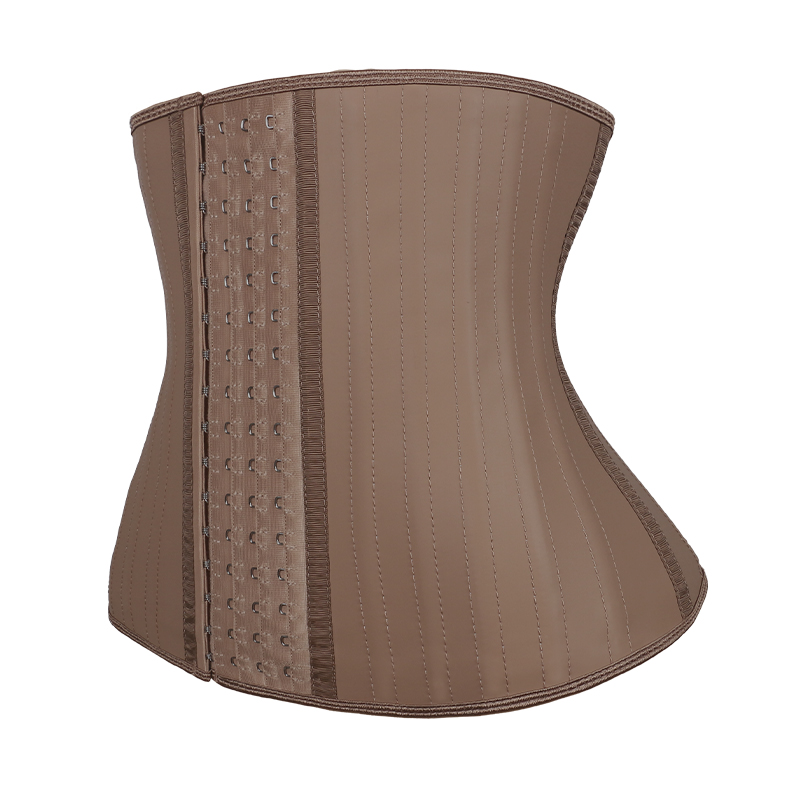 Smooth skin Brown 11.5inch 4row hook 25steel bones waist trianer MHW100006Z