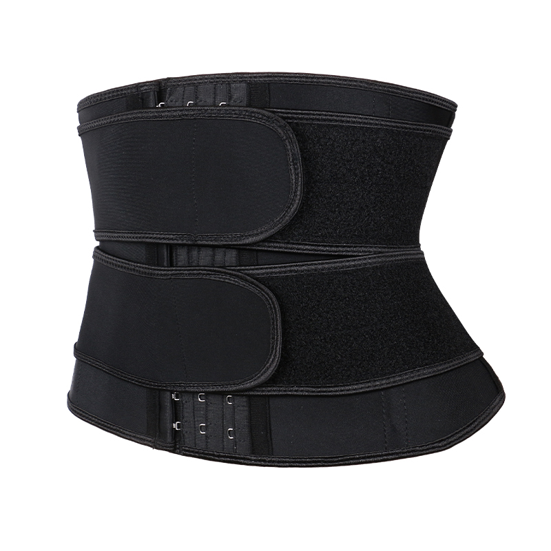 Black Latex Double Belt 9 Inches Waist Trainer MHW100423B
