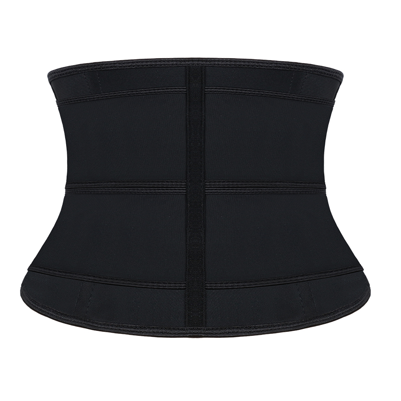 Black Latex Double Belt 9 Inches Waist Trainer MHW100423B