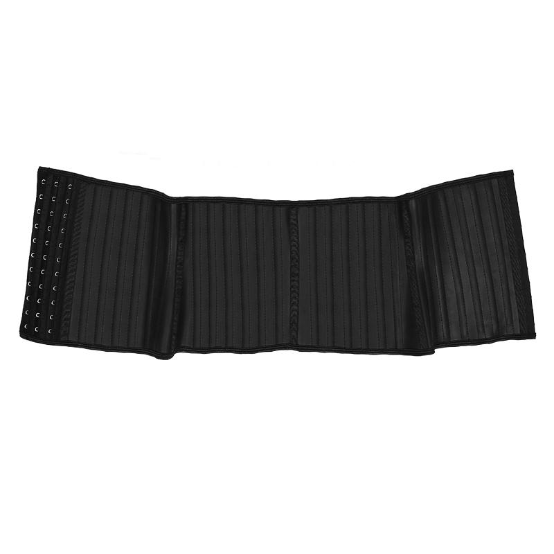Black Smooth Latex 29 Steel Bones 9 Inches with Hooks Waist Trainer MHW100427B