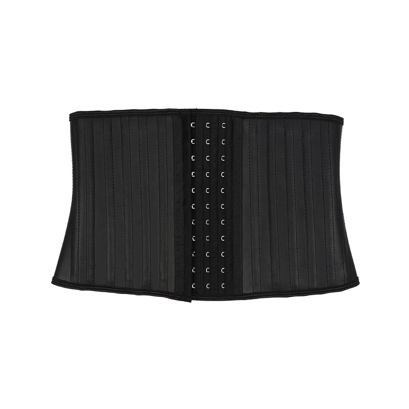 Black Smooth Latex 29 Steel Bones 9 Inches with Hooks Waist Trainer MHW100427B