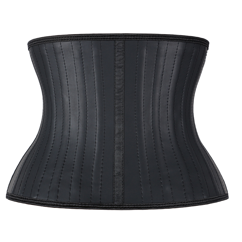 Black Smooth Latex 29 Steel Bones 9 Inches with Hooks Waist Trainer MHW100427B