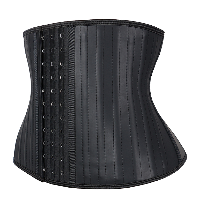 Black Smooth Latex 29 Steel Bones 9 Inches with Hooks Waist Trainer MHW100427B