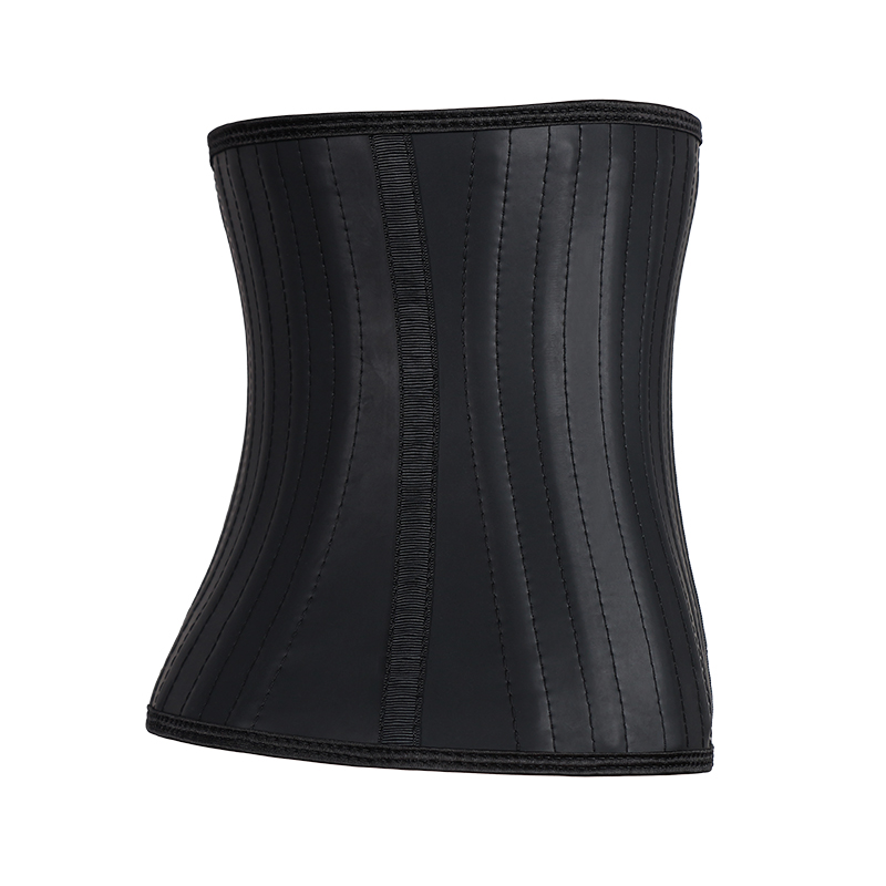 Black smooth latex 9 inch 25 steel bones with zipper MH100402B