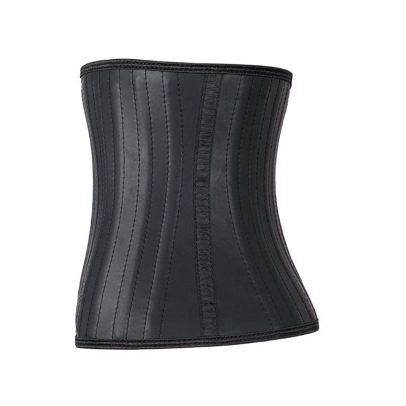 Black Smooth Latex 29 Steel Bones 9 Inches with Hooks Waist Trainer MHW100427B