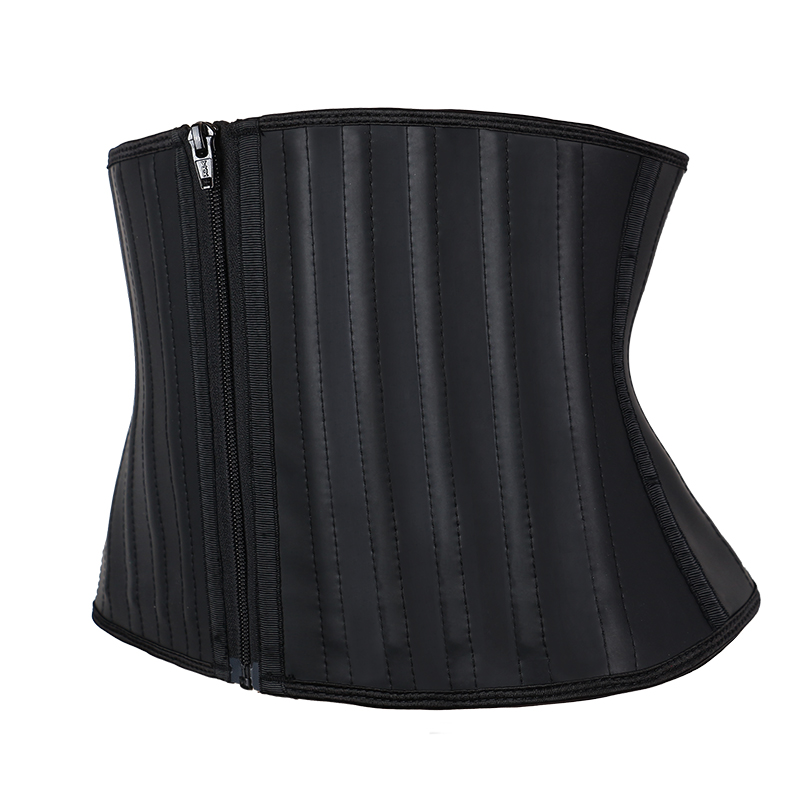 Black smooth latex 9 inch 25 steel bones with zipper MH100402B