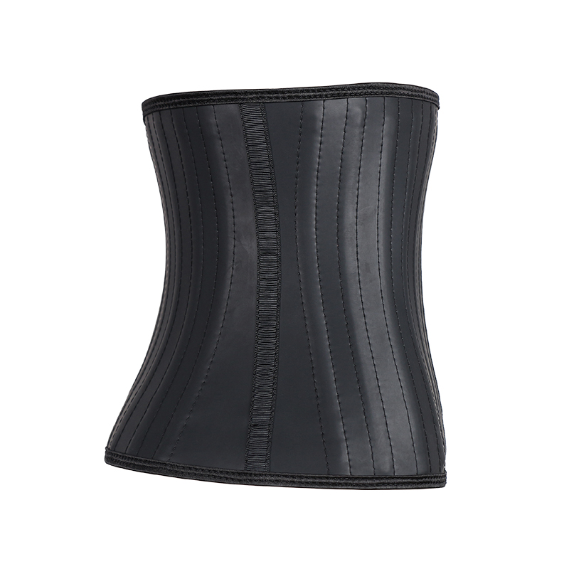 Black Smooth Latex 29 Steel Bones 9 Inches with Hooks Waist Trainer MHW100427B