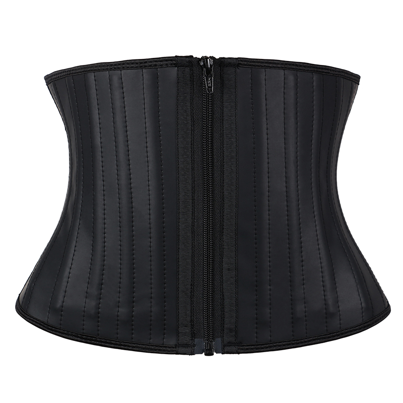 Black smooth latex 9 inch 25 steel bones with zipper MH100402B