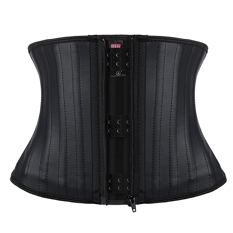 Black smooth latex 9 inch 25 steel bones with zipper MH100402B