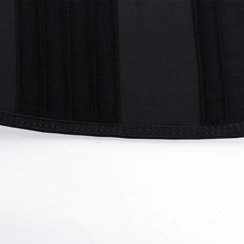 Black Latex 11.5 Inches 27 Steel bones with Three Row of Hooks Waist Trainer MHW100434B