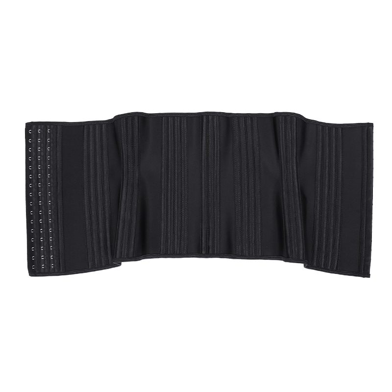 Black Latex 11.5 Inches 27 Steel bones with Three Row of Hooks Waist Trainer MHW100434B