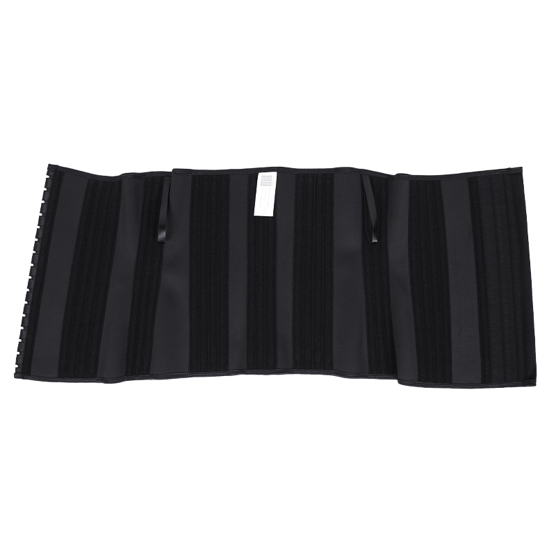Black Latex 11.5 Inches 27 Steel bones with Three Row of Hooks Waist Trainer MHW100434B