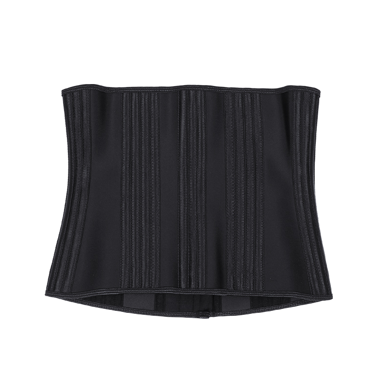 Black Latex 11.5 Inches 27 Steel bones with Three Row of Hooks Waist Trainer MHW100434B