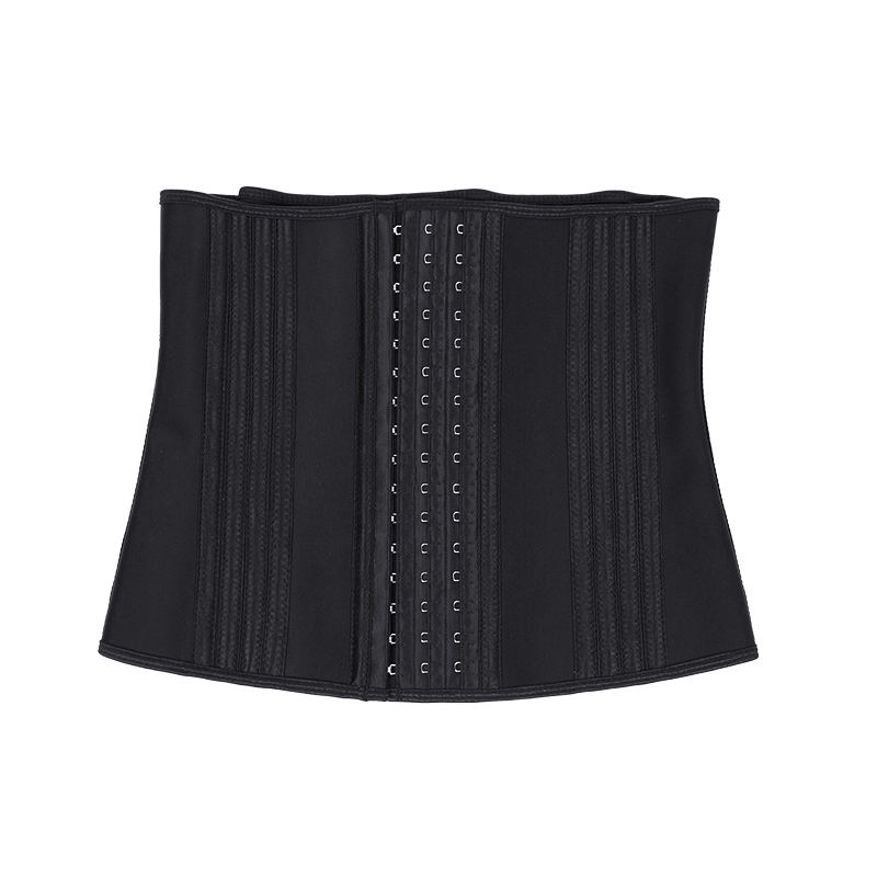 Black Latex 11.5 Inches 27 Steel bones with Three Row of Hooks Waist Trainer MHW100434B