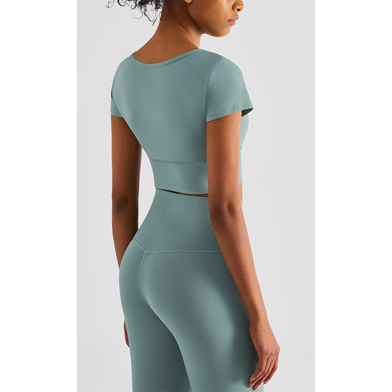 Yoga Short Sleeve Sports Top with Chest Pad MH133666