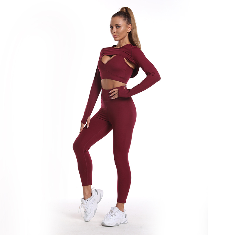 	Yoga set bra trousers top three-piece set MH133624