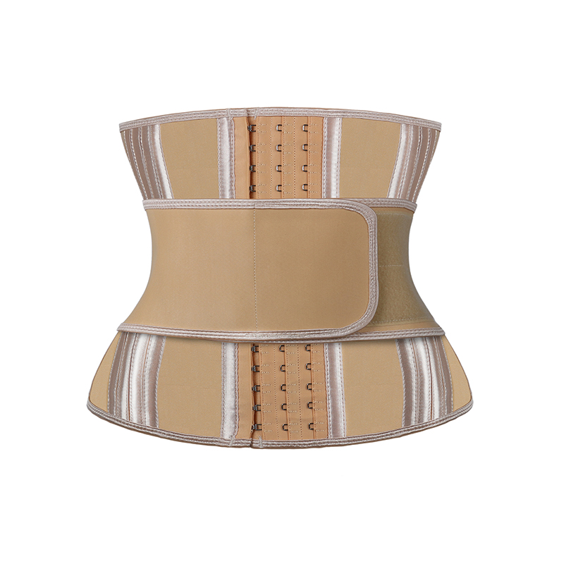 Skin Latex Side Single Belt 27 Steel Bone Hooks Waist Trainer  MHW100437N