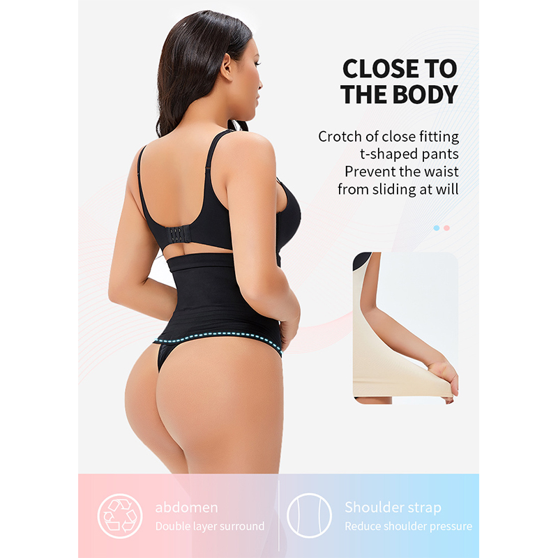 Black High Waist Tight Sliming Butt Thong MT000070