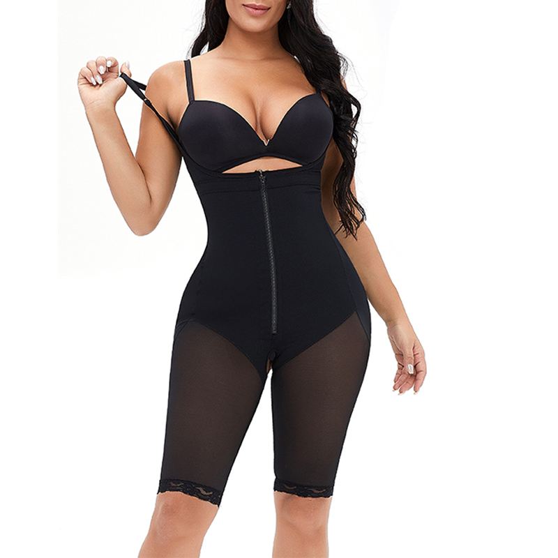 The new type of large size European and American breasted zipper body shaper with lengthened straps MT000017N