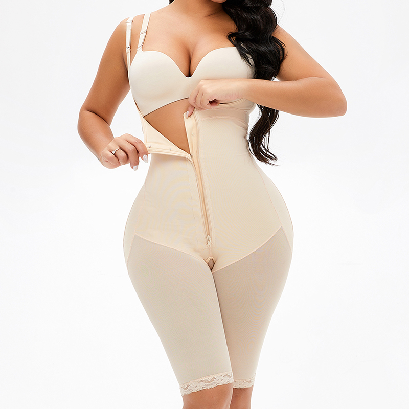 The new type of large size European and American breasted zipper body shaper with lengthened straps MT000017N
